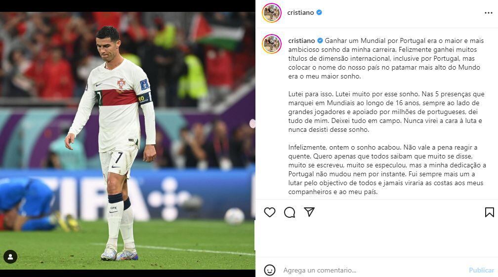 La publicación de Cristiano Ronaldo en Instagram.