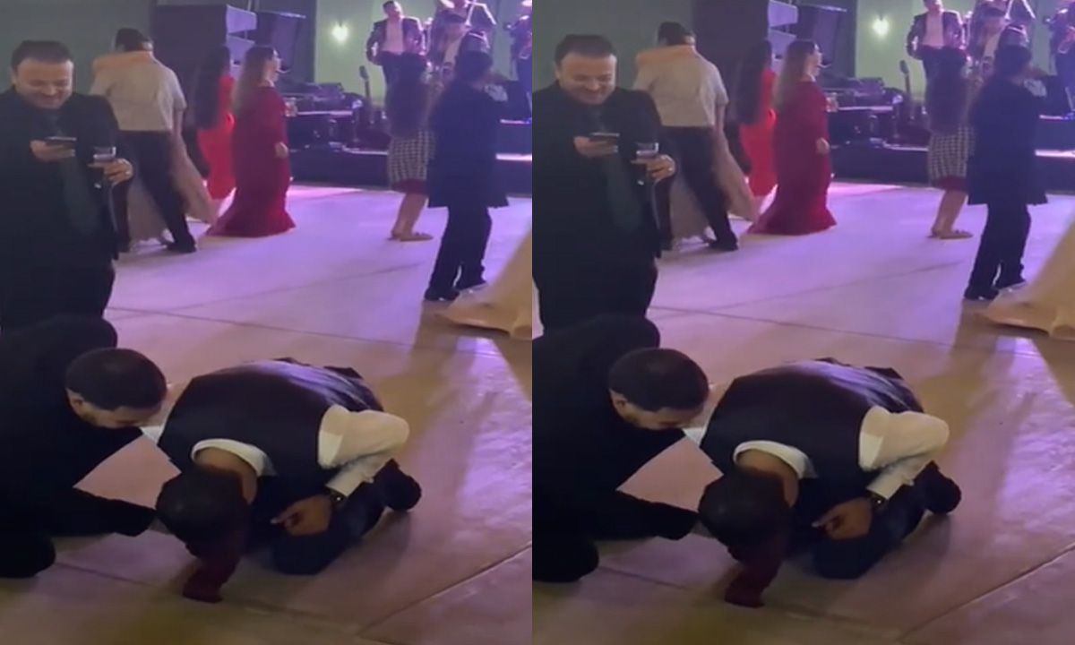 Curiosos pasos de baile de un novio hacen creer a las personas que se desmayó y video se vuelve viral