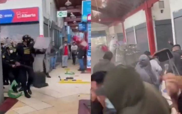 Las Malvinas: comerciantes atacaron con palos, sillas y extintores a policías para evitar incautación de celulares | VIDEO