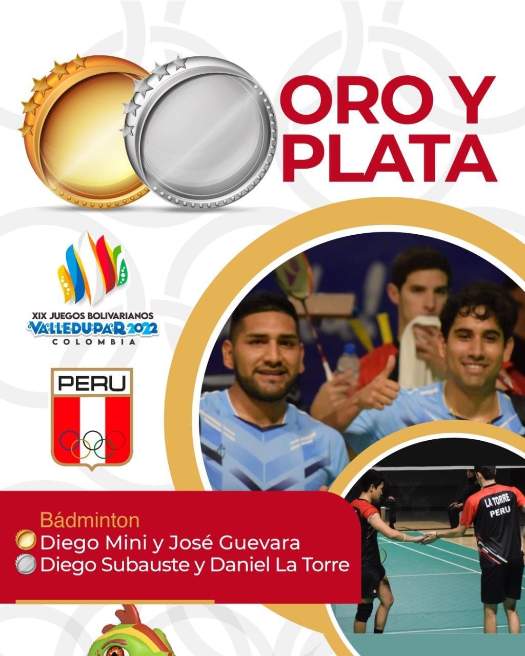 Diego Mini - José Guevara wins a gold medal in badminton.  (Photo: Peru Olympic Committee)